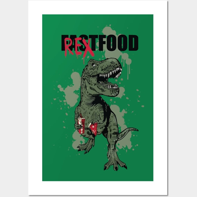 T-Rex Food Fest: Jurassic Flavor Wall Art by WorldDinosaurs